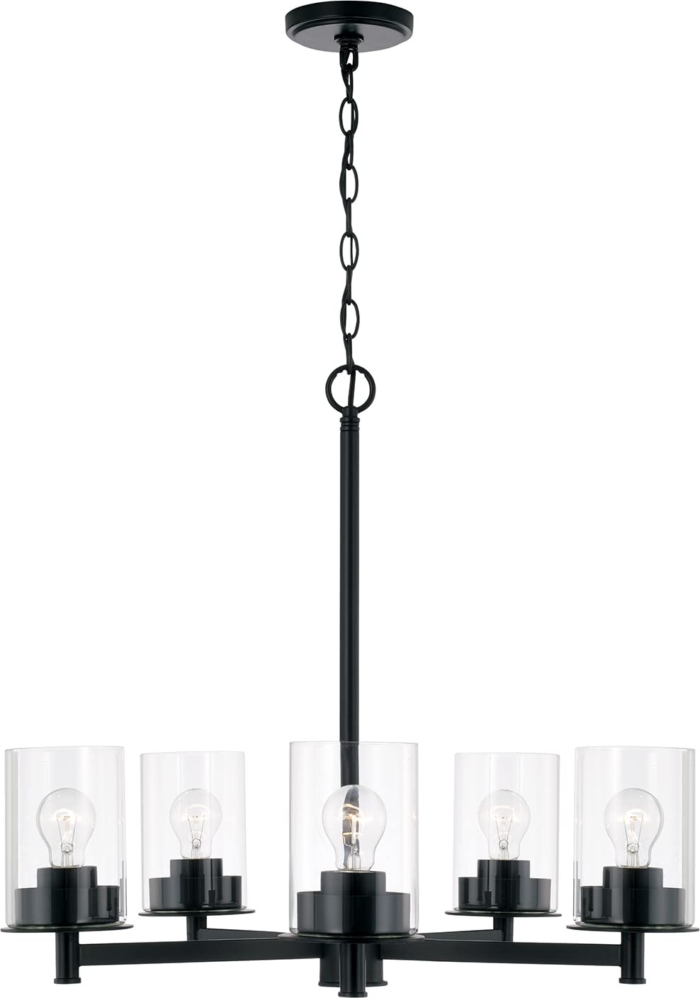 HomePlace Lighting 446851MB-532 5-Light Black Round Chandelier with Clear Glass - 26