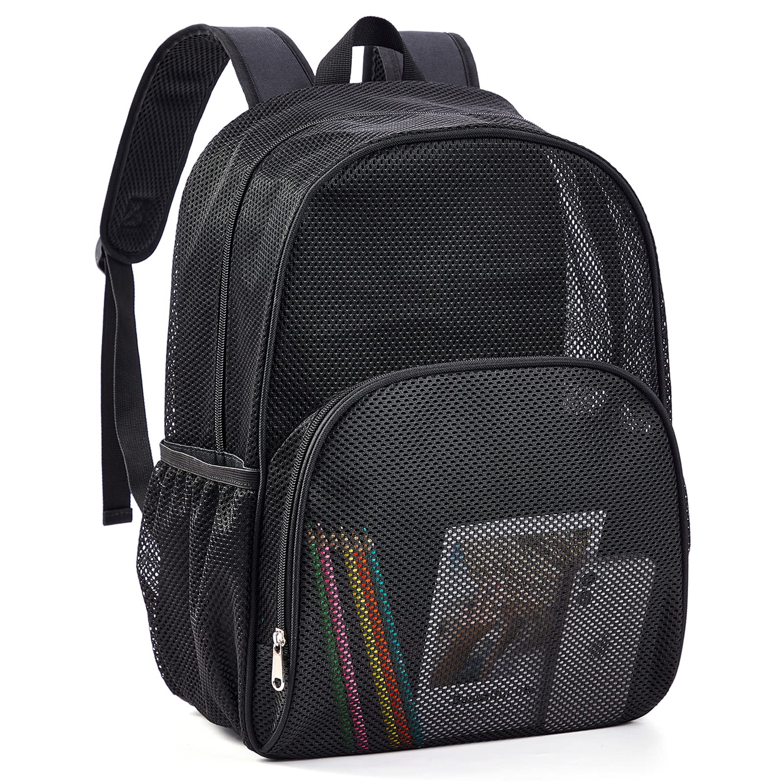 COVAX Durable Mesh Backpack for School, College, Work & Travel - Heavy Duty Semi-Transparent Bookbag for Swimming, Beach, Sports, Gym & Outdoor Activities - Perfect for Students, Professionals & Travelers