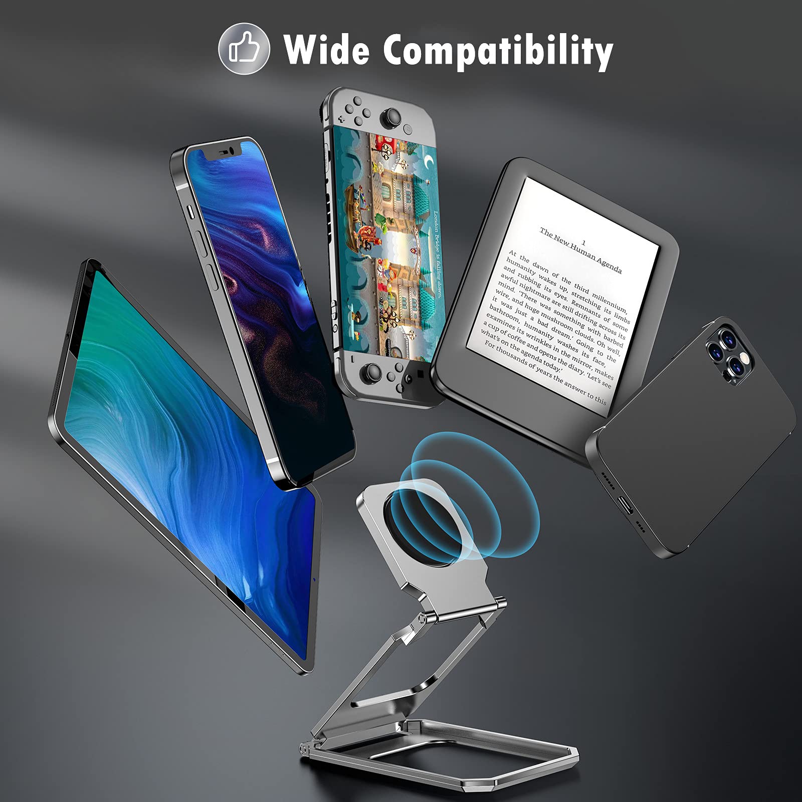 MINDSKY Ultra-Thin Aluminum Phone Ring Stand & Kickstand - Foldable Phone Grip Holder for iPhone, iPad, Smartphones & Tablets - Perfect for Desk, Travel & Hands-Free Viewing