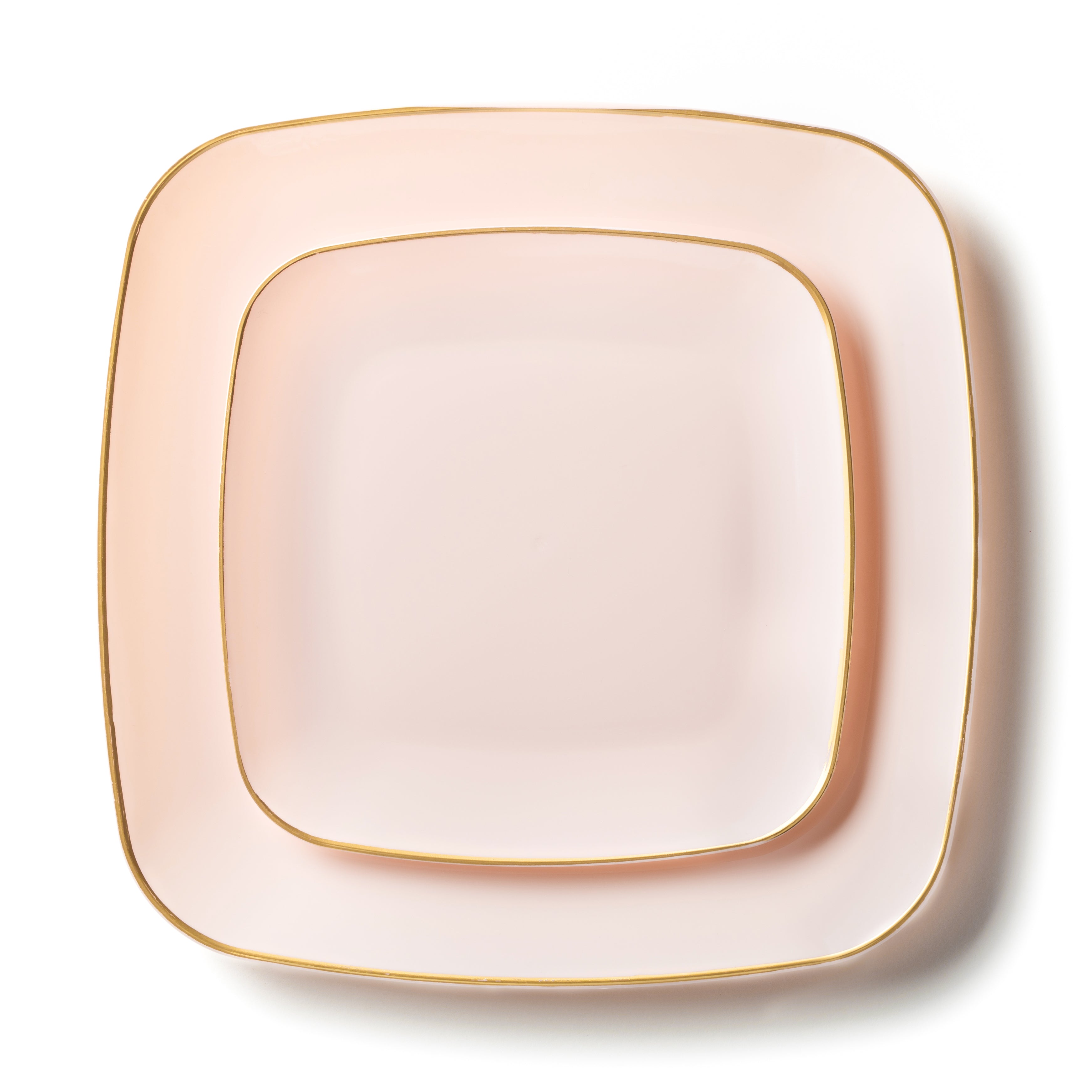 32-Pack Pink and Gold Square Plastic Dinnerware Set for 16 Guests - Elegant Classic Square Plates, Cups & Utensils - Perfect for Weddings, Parties, Picnics & Outdoor Events