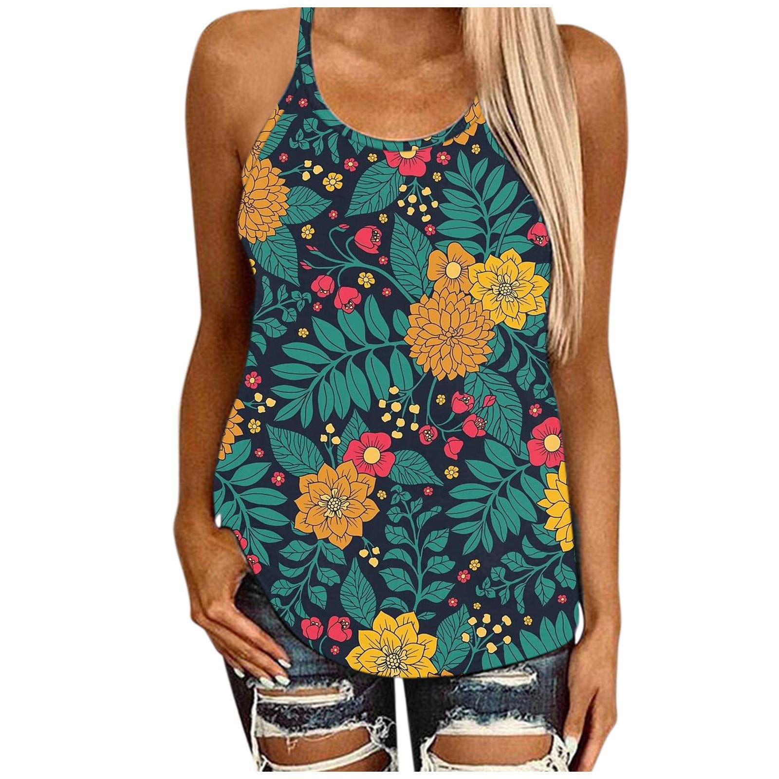 **AODONG Women's Fashion Tank Tops - Casual Sleeveless Graphic Tee Shirts for Summer Vacation, Blouse & Vest Tops | Perfect for Beach, Travel & Everyday Wear**