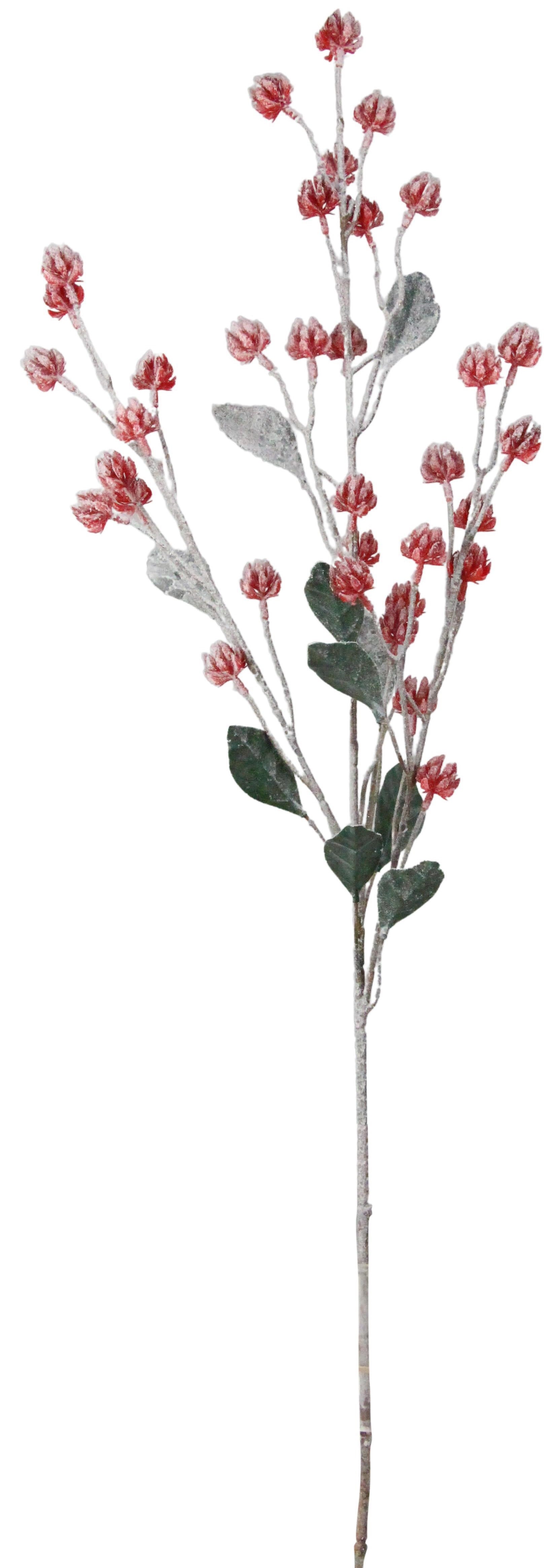 31-Piece Snow Covered Red Seed Cluster Spray - Artificial Winter Berry Stems for Christmas Decor, Wreaths, and Holiday Centerpieces