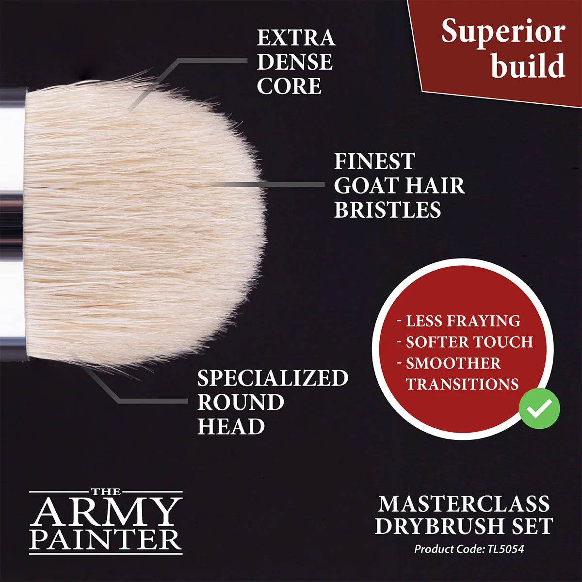 Army Painter Masterclass Drybrush Set - Premium Miniature Painting Brushes for Wargaming & Tabletop Models | Perfect for Warhammer, D&D, and Scale Model Detailing