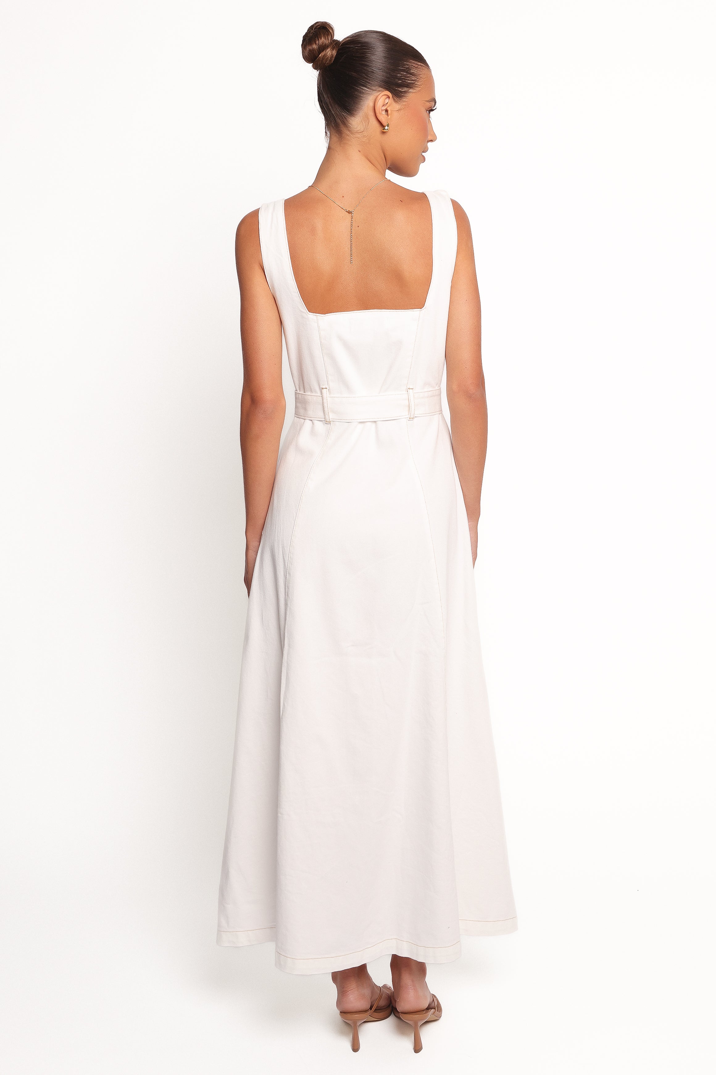 Jennings Midi Dress - Elegant White Flowy Summer Dress for Women | Perfect for Beach Vacations, Date Nights & Casual Outings