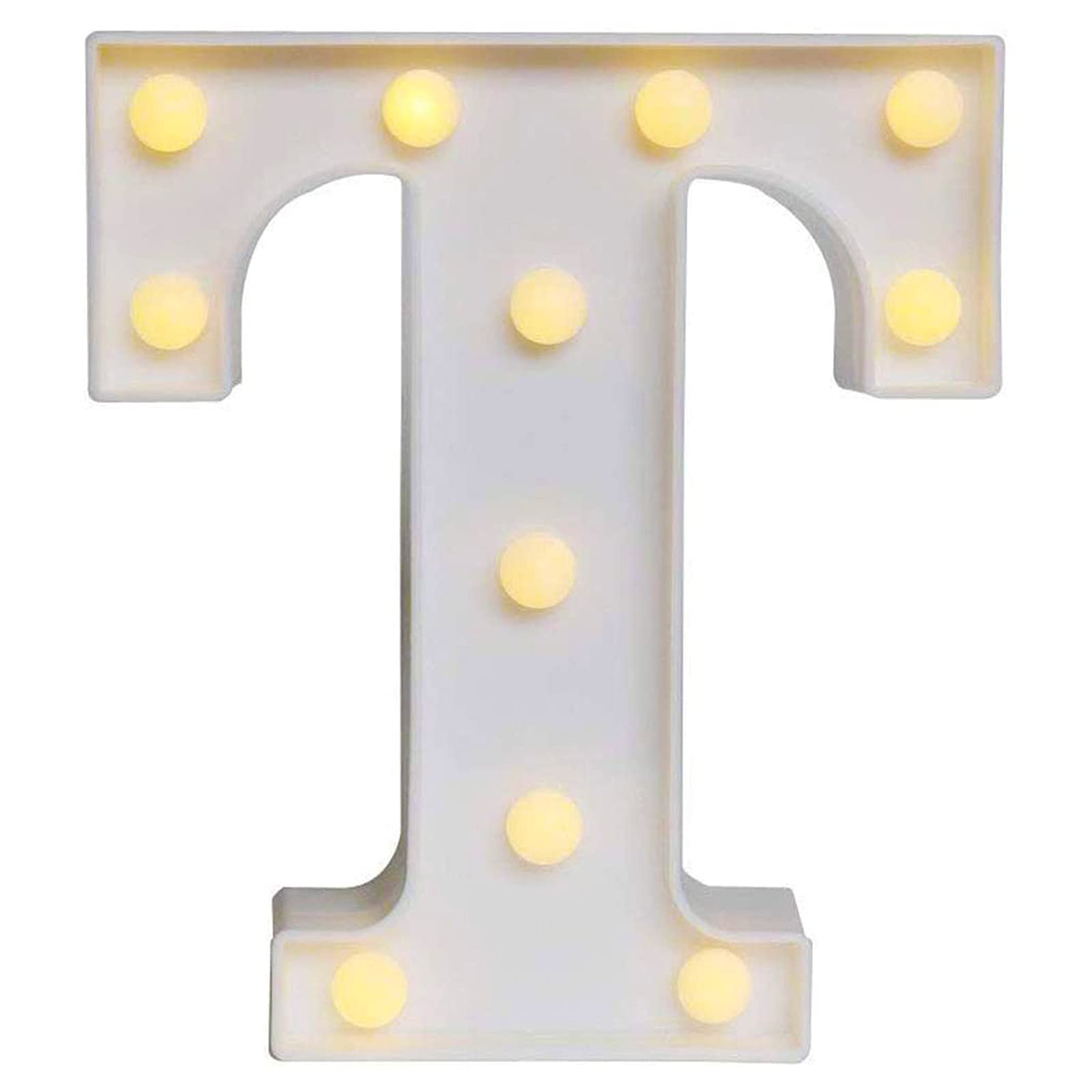 Sunnyglade White Marquee LED Alphabet & Number Lights - Party, Home, Bar, Wedding Decorations - Wall Letter Lights for Birthday, Christmas, Baby Shower (Letter T)