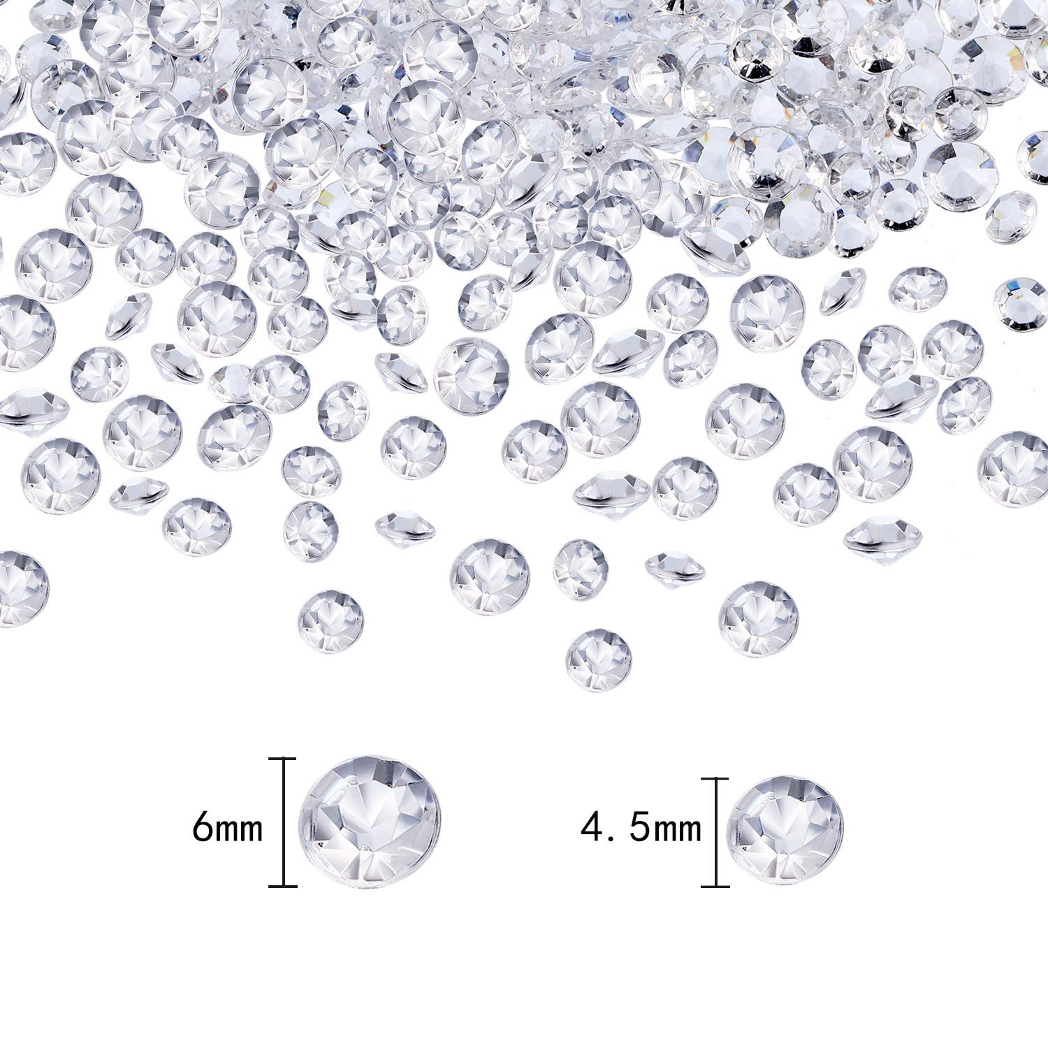 10000 Clear Acrylic Diamond Rhinestones - 4.5mm & 6mm Wedding Table Scatter Confetti for Centerpieces, Bridal Shower Decor, Vase Filler - Perfect for Wedding Decorations, Party Table Decor, DIY Crafts and Event Styling