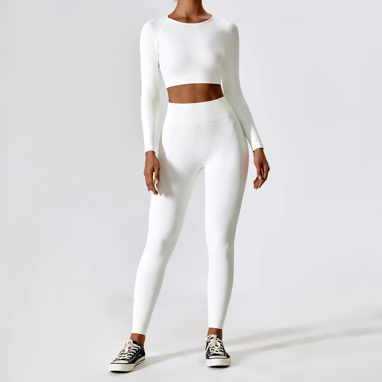 Women's Ribbed Yoga Set - High Waisted Workout Leggings & Sports Bra - Gym Clothing for Fitness, Running & Yoga - Perfect for Home Workouts & Studio Classes