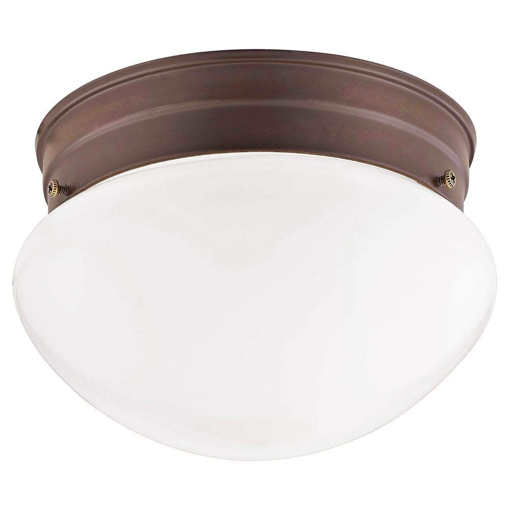 7.5-Inch Bronze Flush Mount Ceiling Light with Opal Glass Shade - Modern Vintage Lighting for Bedroom, Hallway & Kitchen