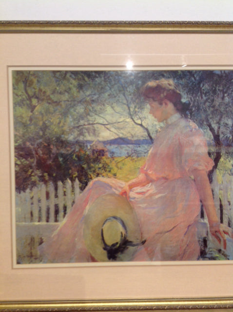 32 X 36 Signed Painting - Girl in Pink Dress Artwork for Home & Office Decor | Vintage Wall Art, Gift Idea
