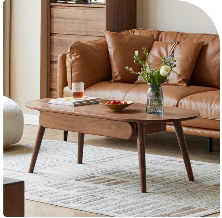 Premium Black Walnut Solid Wood Coffee Table - Modern Living Room Furniture for Capsule Apartments & Small Spaces - Perfect for Coffee, Reading & Relaxing