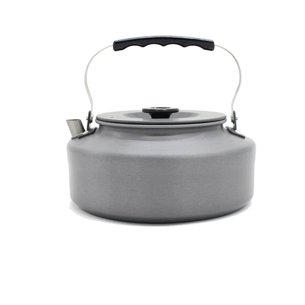 GANFANREN Stainless Steel Camping Kettle - 1.6L Portable Outdoor Tea & Coffee Pot with Built-in Strainer for Hiking, Fishing, Picnics & Backpacking (Gray) - Perfect for Wilderness Adventures & Emergency Preparedness
