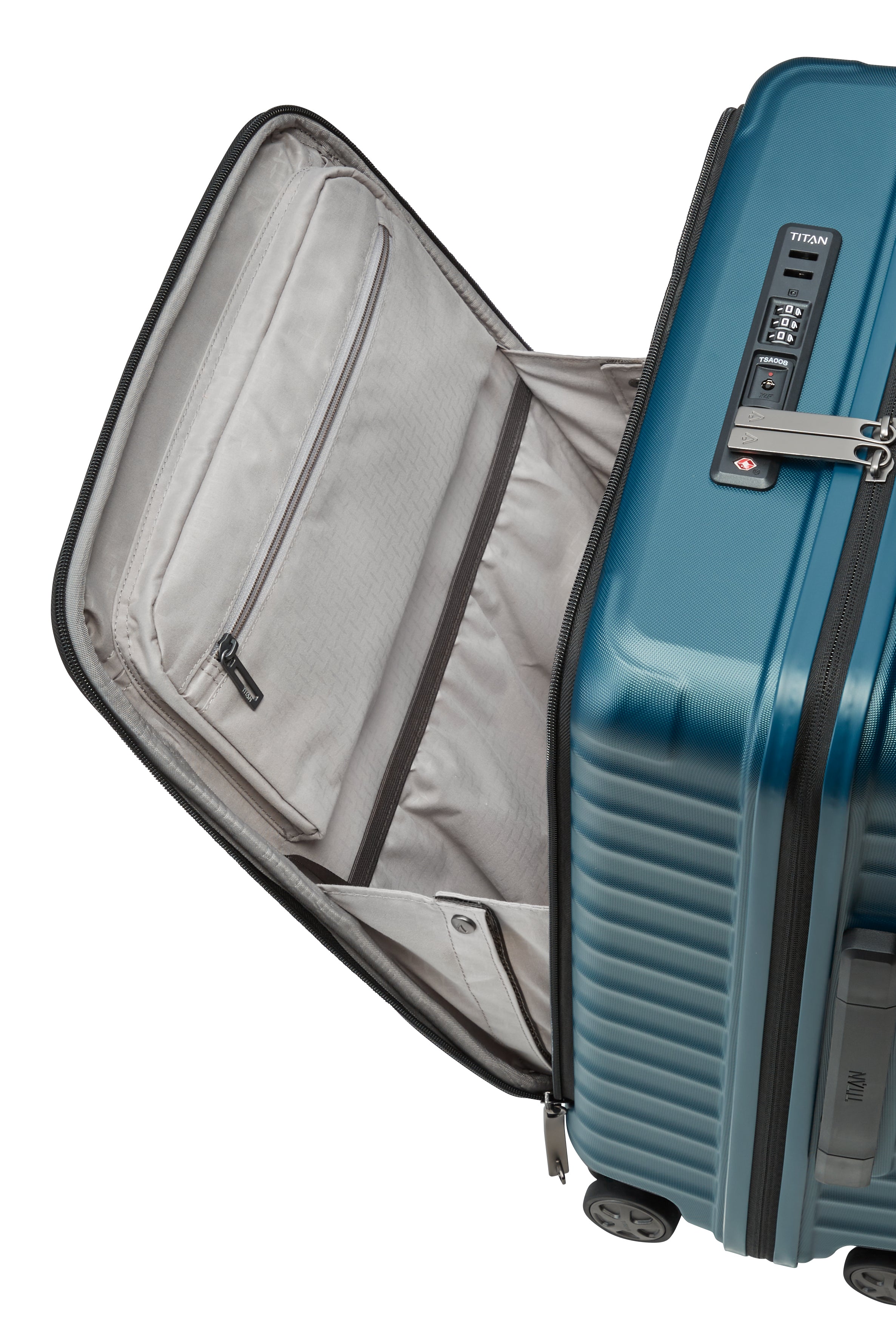 Titan LITRON Trolley S Carry On Luggage with Front Pocket - Lightweight Spinner Suitcase for Air Travel, Business Trips & Weekend Getaways