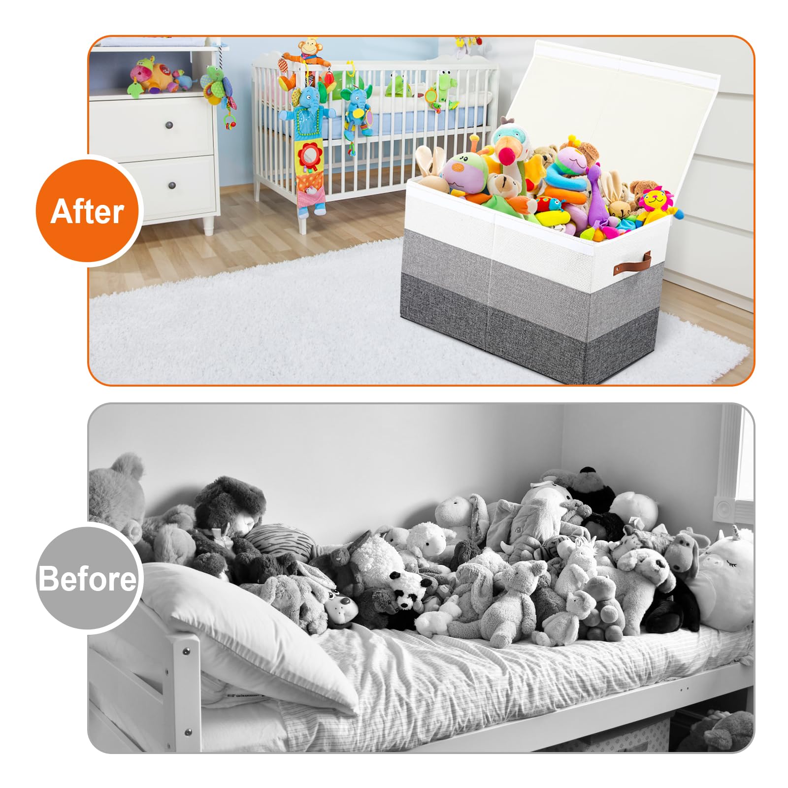 Large Sturdy Toy Storage Box with Divider & Lid - 25