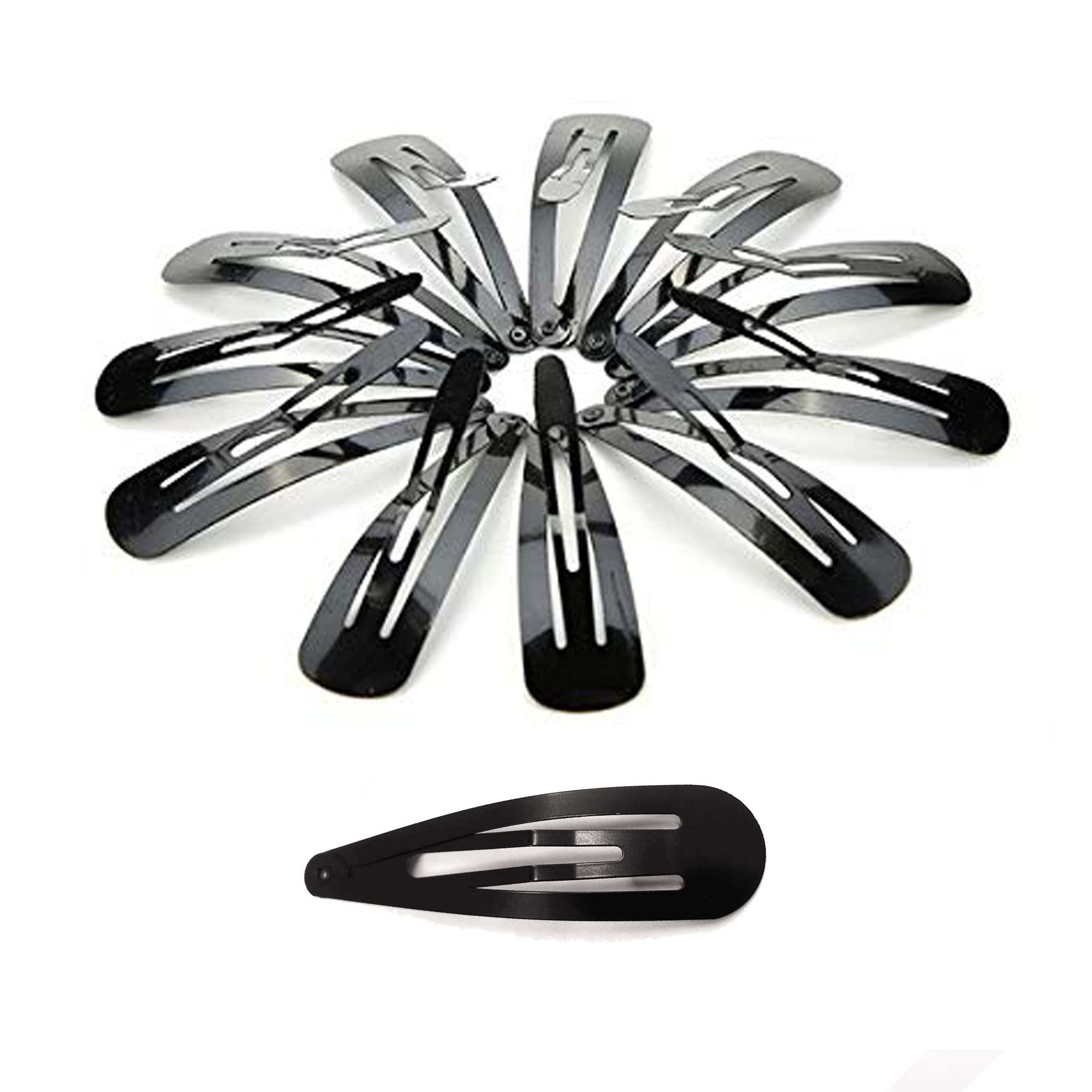 Glossy Metal Tic Tac Hair Clips for Women, Girls & Kids - 2 Inch Hair Accessories (12 Pack, Black) - Perfect for School, Parties & Everyday Hairstyles