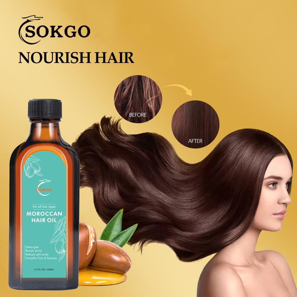 Premium Moroccan Argan Oil for Hair - Deep Repair Treatment for Split Ends, Frizz & Flyaways | Extra Strength Nourishment for Dry, Damaged Hair | Perfect for Daily Hair Care & Styling