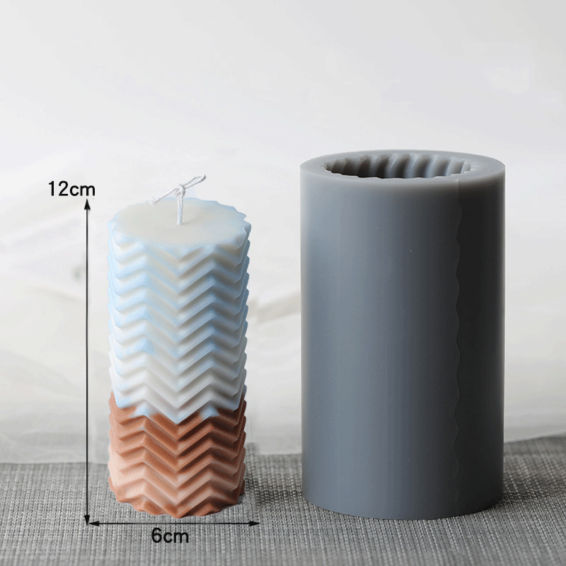 Zigzag Cylinder Shape Silicone Candle Mold - 12cm Height for DIY Candles, Home Decor, Wedding & Party Centerpieces