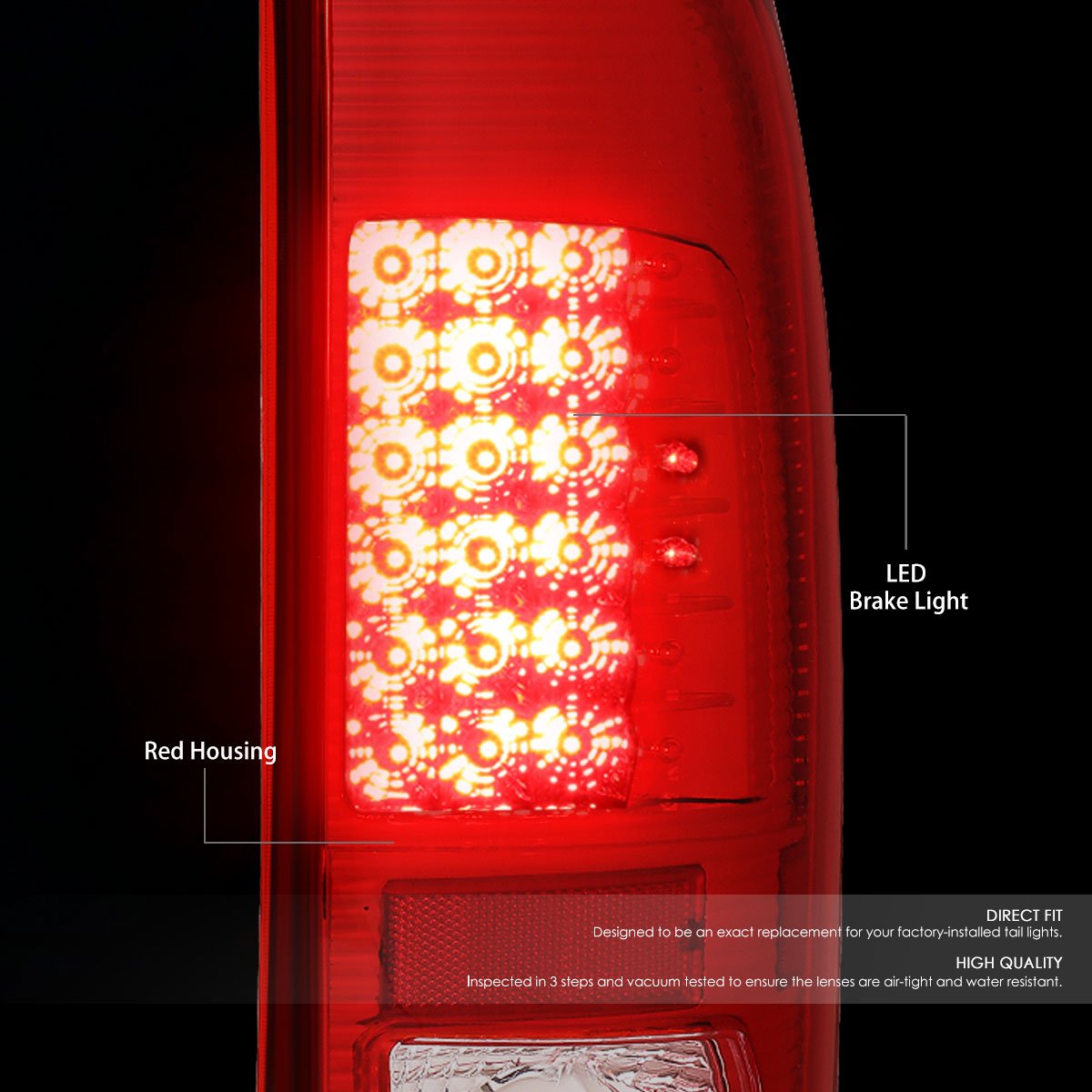Auto Dynasty LED Tail Brake Lights for 08-16 Ford F250 F350 F450 F550 Super Duty - Chrome Housing Red Lens - Enhanced Visibility & Safety for Night Driving & Towing