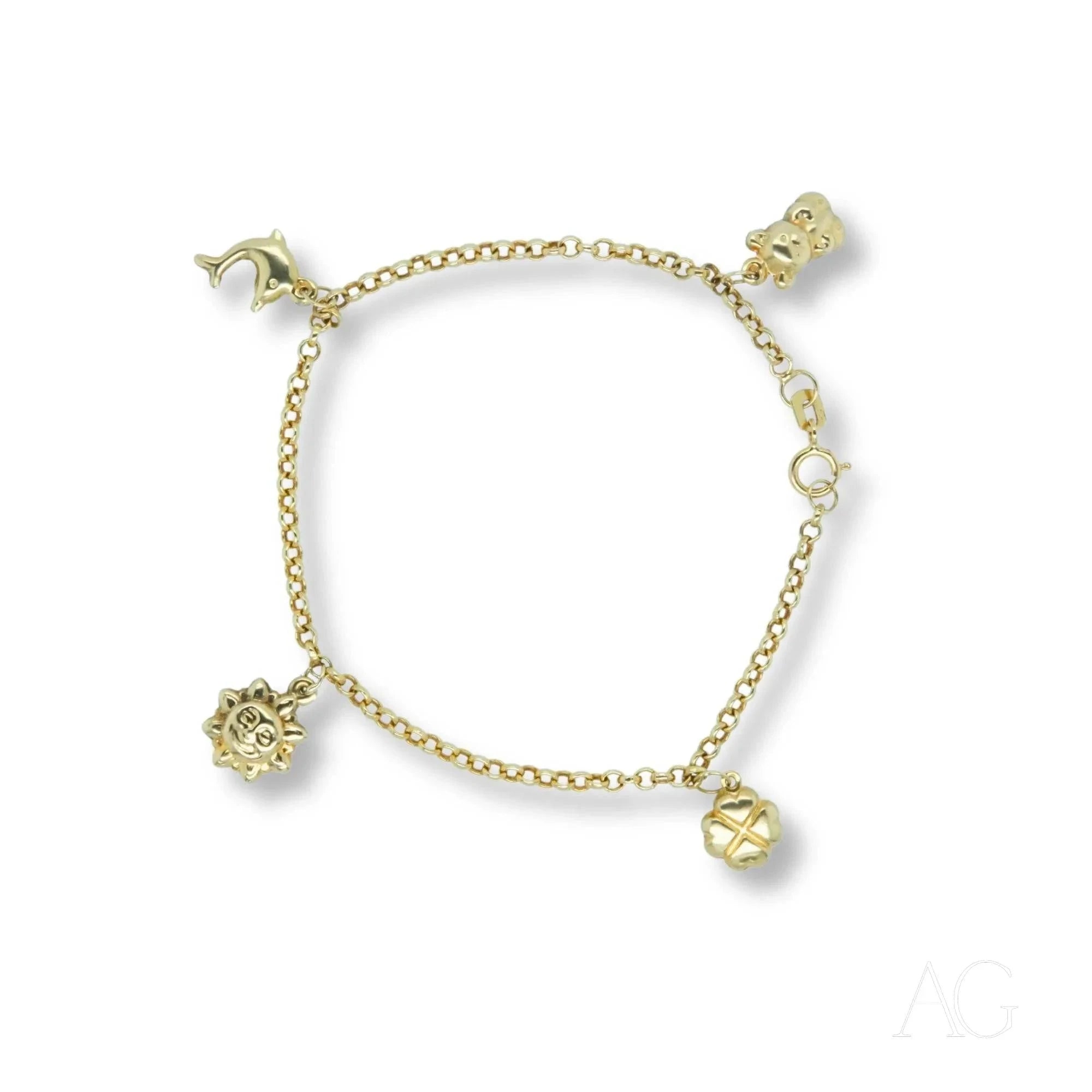 18K Gold Charm Bracelet for Kids - Elegant & Durable Jewelry Gift for Girls, Birthday, Christmas & Special Occasions
