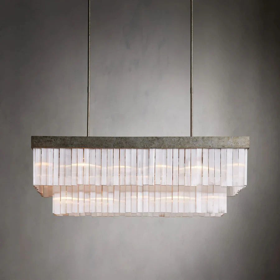 Eden Rectangular Chandelier - Modern Crystal Ceiling Light Fixture for Dining Room, Living Room & Bedroom | Elegant Home Decor Lighting