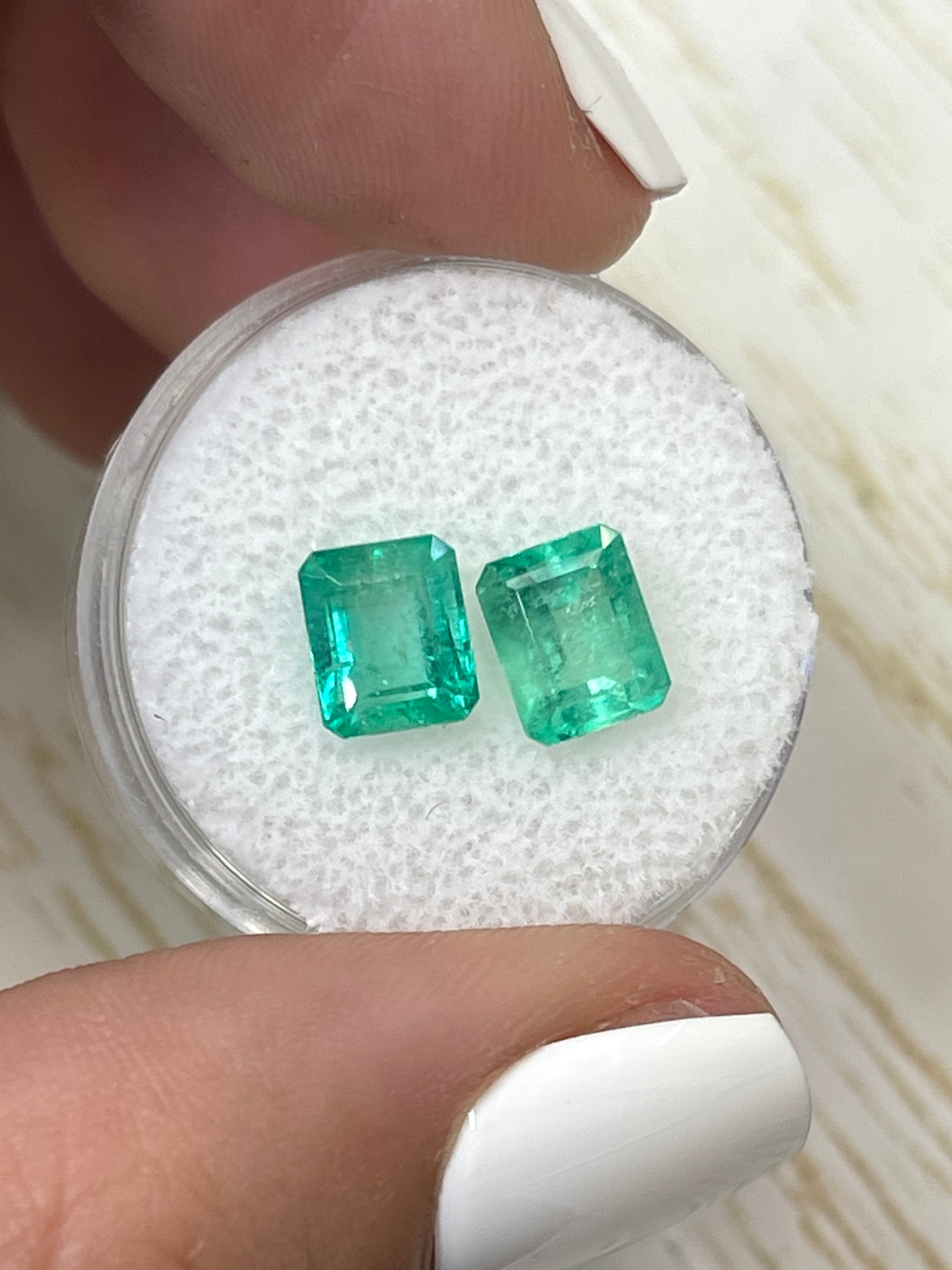3.22tcw 7.5x6mm Matching Pair of Loose Colombian Emerald Gemstones - Emerald Cut, Natural Green Color for Jewelry Making, Engagement Rings & Fine Collections