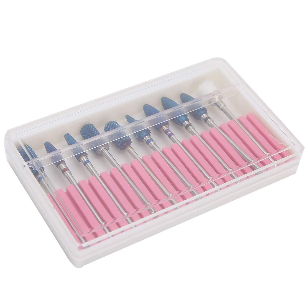 10Pcs Tungsten Steel Nail Drill Bit Set - Professional Electric Manicure & Pedicure Kit for Nail Art, Salon & Home Use (10 Pack) - Perfect for Nail Trimming, Shaping & Cuticle Care