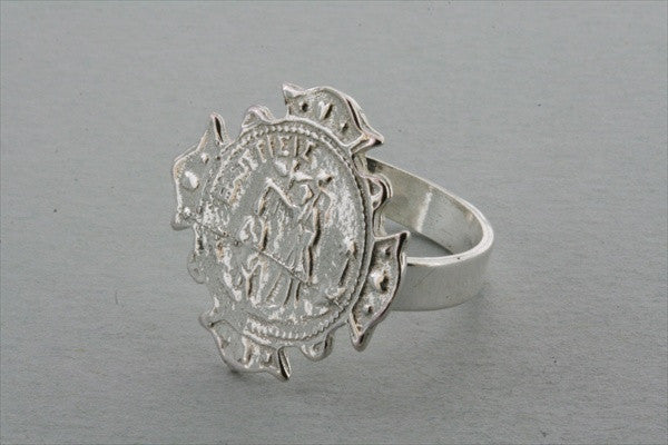 Cross Coin Ring for Men & Women - Vintage Silver & Gold Plated Jewelry - Perfect for Gifts, Weddings, and Everyday Fashion
