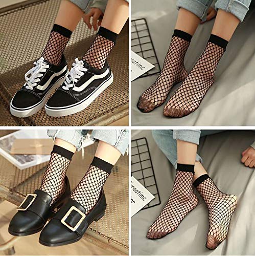Women's Fishnet Ankle Socks - Hollow Out Mesh Tights for Summer Fashion, Black