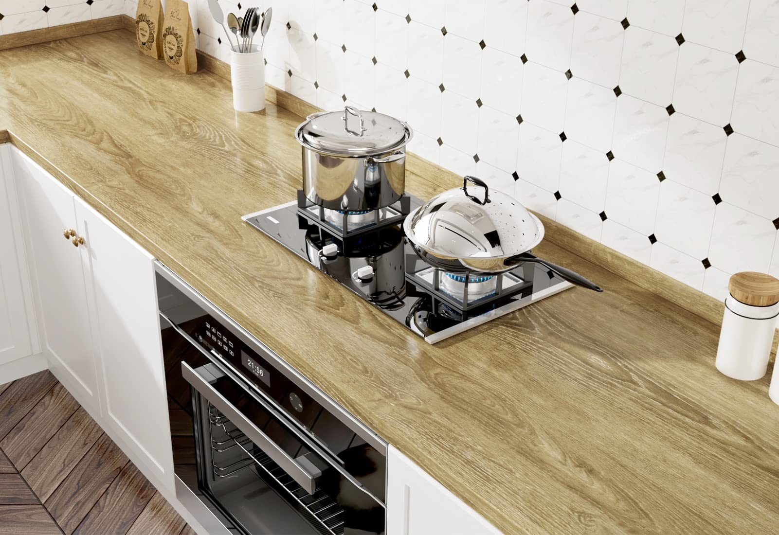 WESTICK Light Brown Wood Grain Peel and Stick Contact Paper - Self-Adhesive Waterproof Vinyl Wrap for Countertops, Cabinets, Tables & Walls (12x78 in) - Perfect for Kitchen Remodeling, Furniture Upcycling & Home Decor