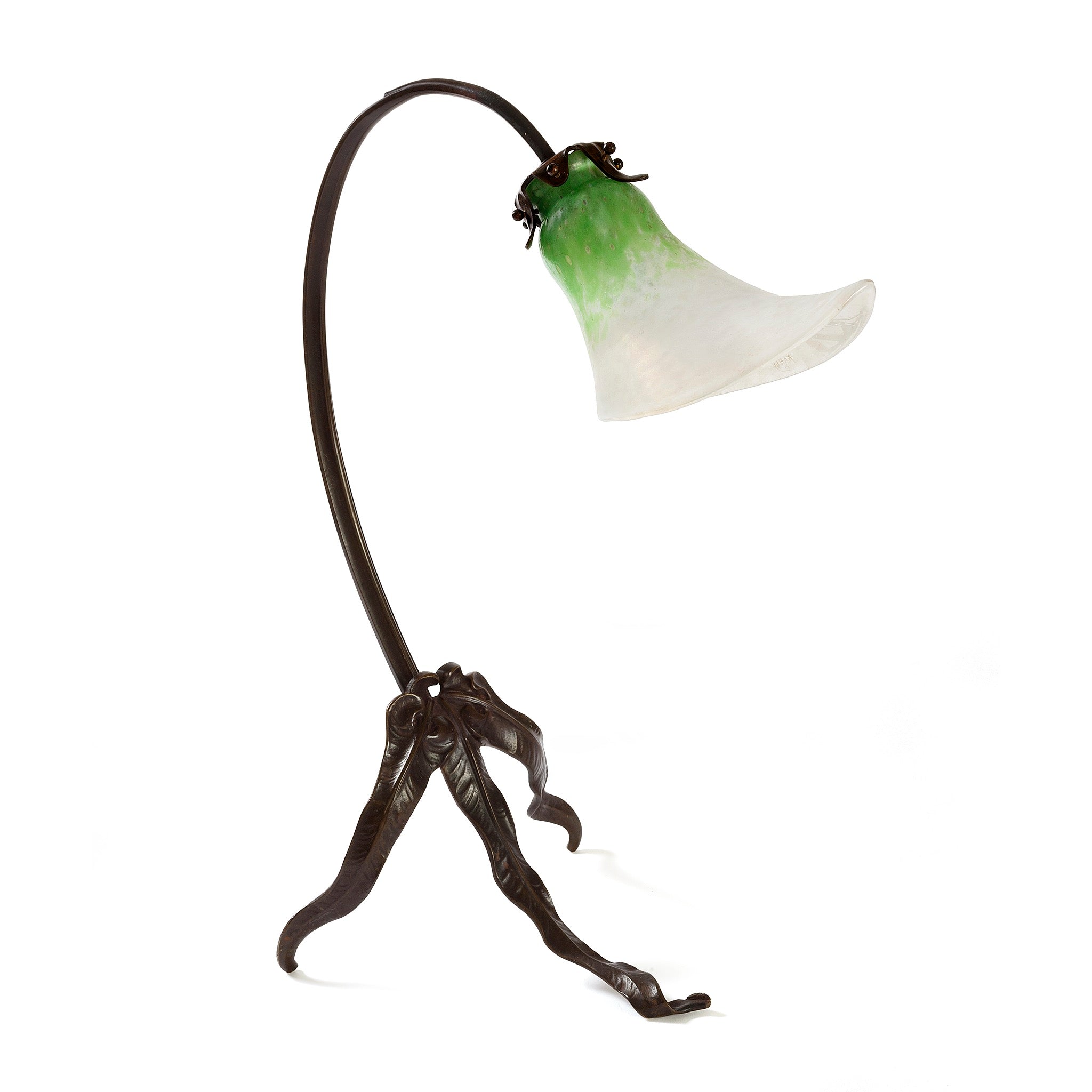 Louis Majorelle Daum Nancy Lily Blossom Table Lamp - Antique French Art Nouveau Glass & Bronze Desk Light - Perfect for Living Room, Bedroom, or Office Decor