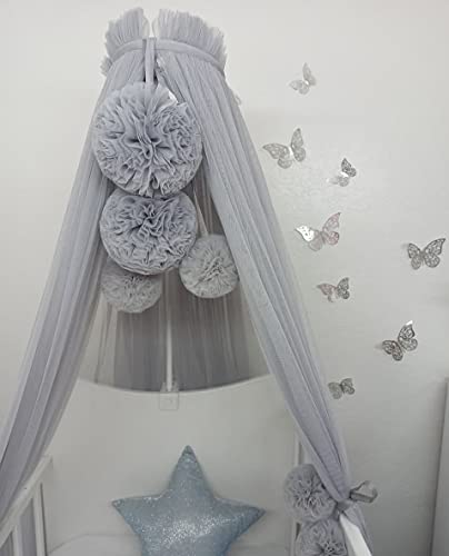 Soft Baby Crib Canopy with Holder - Nursery Hanging Canopy for Girls & Boys, Breathable Bed Canopy for Infant Room Decor, Perfect for Nursery Nook, Bedroom & Cozy Sleeping Space