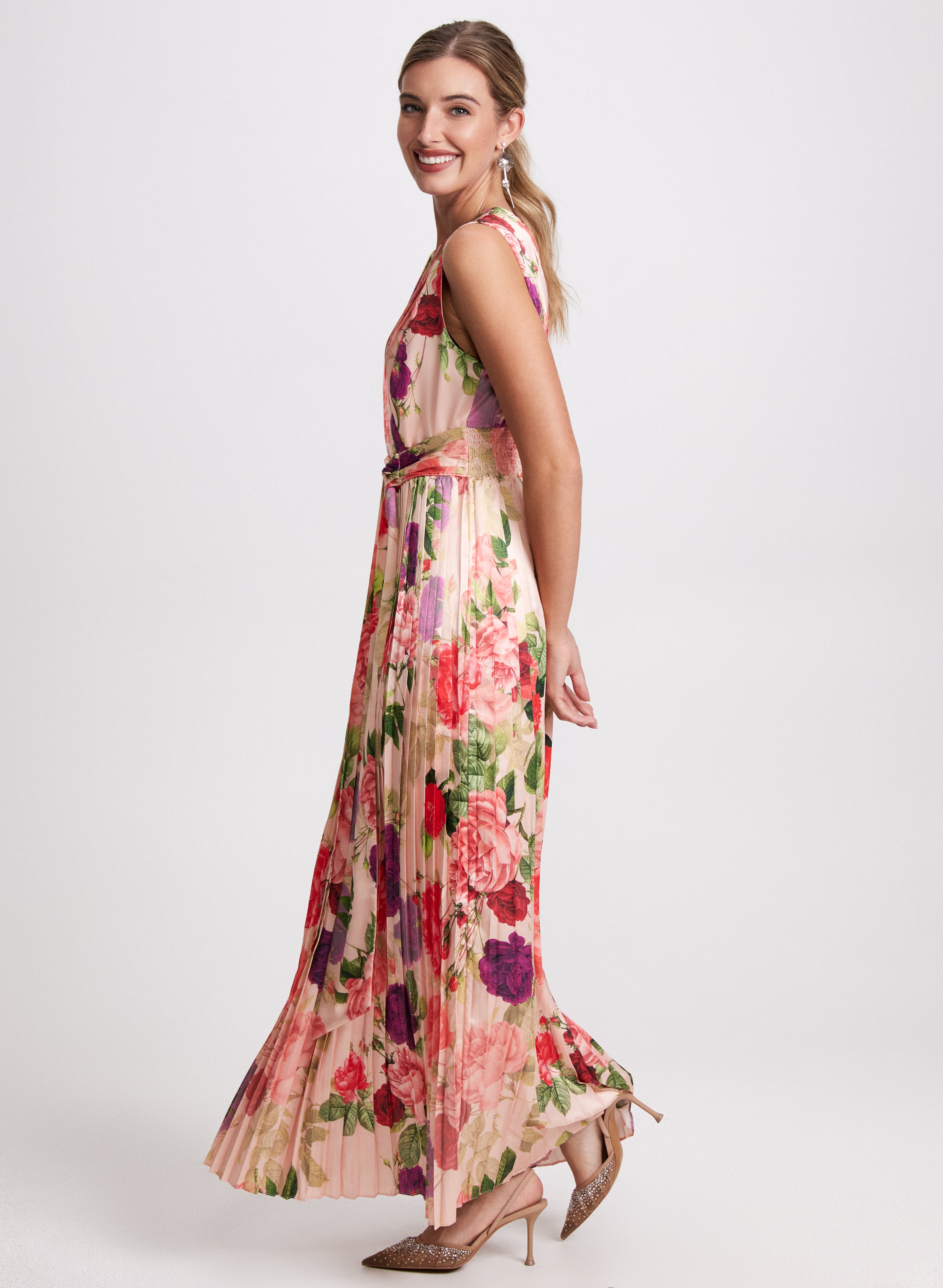 Elegant Floral Satin Dress for Women - Summer Party, Wedding Guest & Special Occasion Outfit