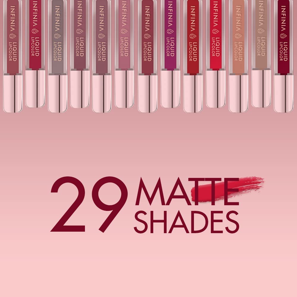 INFINIA Long Lasting Liquid Lipstick - M-98 Matte Lip Color, Hydrating & Smudge Proof | Perfect for Everyday Wear, Parties & Special Occasions