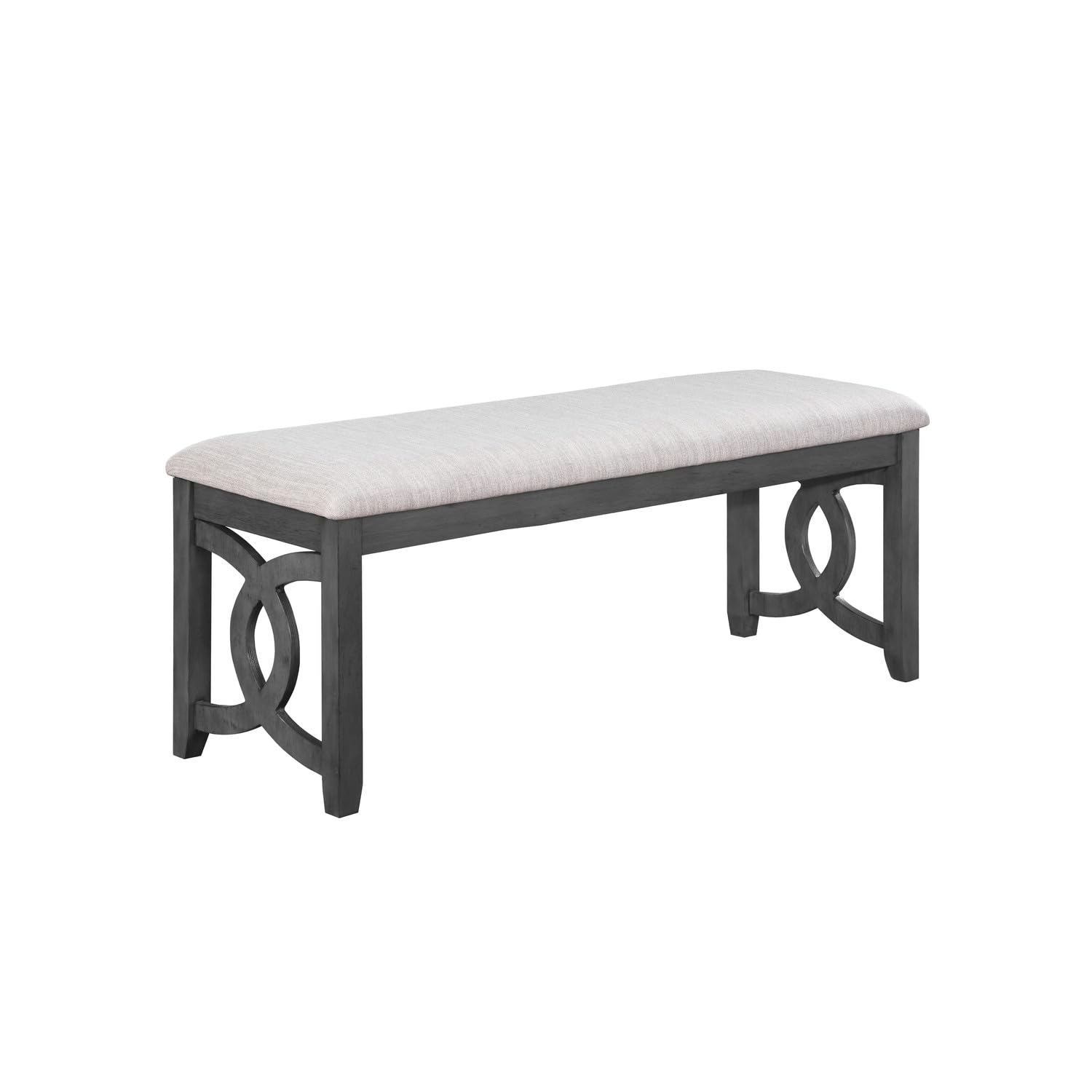 New Classic Furniture Gia Upholstered Dining Bench with Smoky Gray Finish - Perfect for Kitchen, Dining Room, and Breakfast Nook Seating