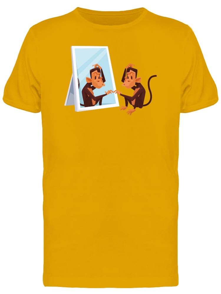 Funny Monkey Looks in Mirror T-Shirt for Men - Cool Graphic Tee for Casual Wear & Gifts