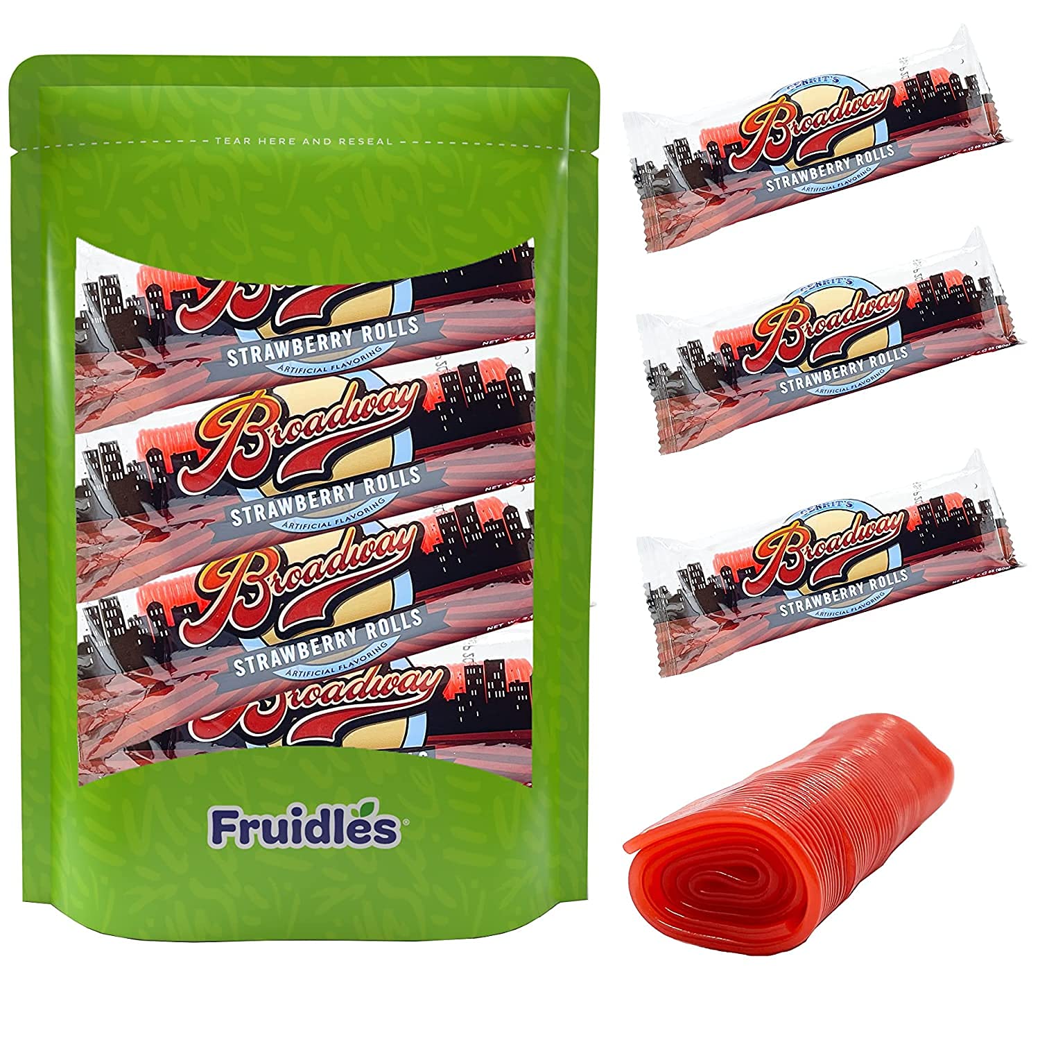 Fruidles Strawberry Licorice Rolls - Individually Wrapped Candy (1 Pound) | Perfect for Parties, Events, Birthdays & Office Snacks - Sweet Treat for Movie Nights & Road Trips