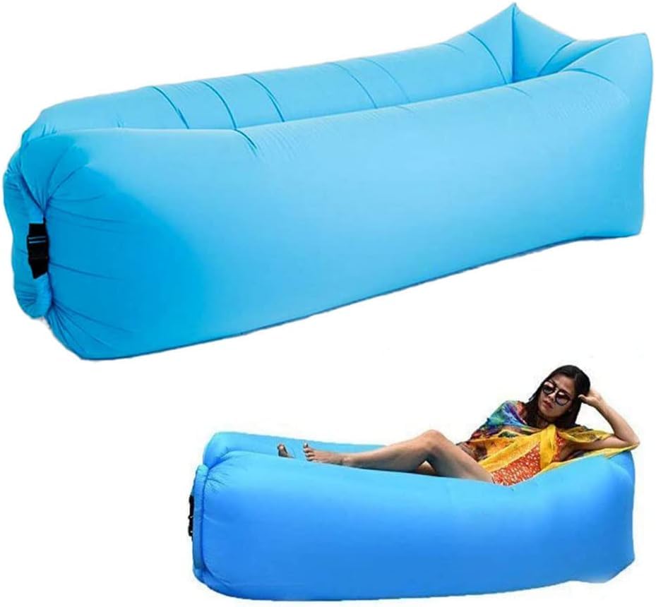 HaiChao Inflatable Lounger Sofa - Portable Air Chair & Camping Couch with Carry Bag - Lightweight Beach Bed for Outdoor, Garden, Poolside & Travel (Blue) | Perfect for Relaxing, Sunbathing & Picnics