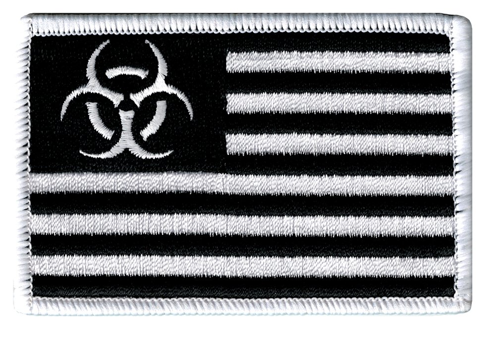 Zombie States of America Black Embroidered Iron-On Patch - Biohazard Flag Design for Jackets, Bags & DIY Crafts | Perfect for Halloween Costumes & Apocalypse-Themed Events