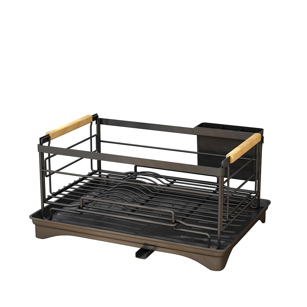 ARHAT Stainless Steel Dish Drying Rack for Kitchen Utensils | Compact Metal Dish Stand for Pantry & Countertop | Black Bartan Organizer (Not Assembled) | Perfect for Small Kitchens & Efficient Dish Storage