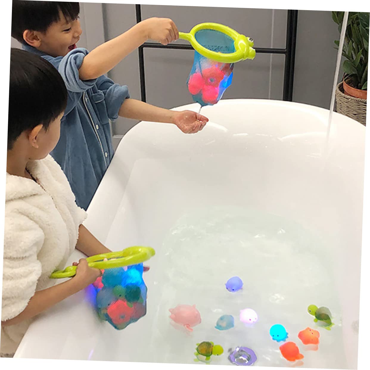 FAVOMOTO 5 Sets Net Fishing Bath Toys for Kids - Water Play Pool & Bathtub Fun - Durable Plastic Swim Toys for Toddlers, Outdoor & Indoor Water Games, Beach Party Supplies