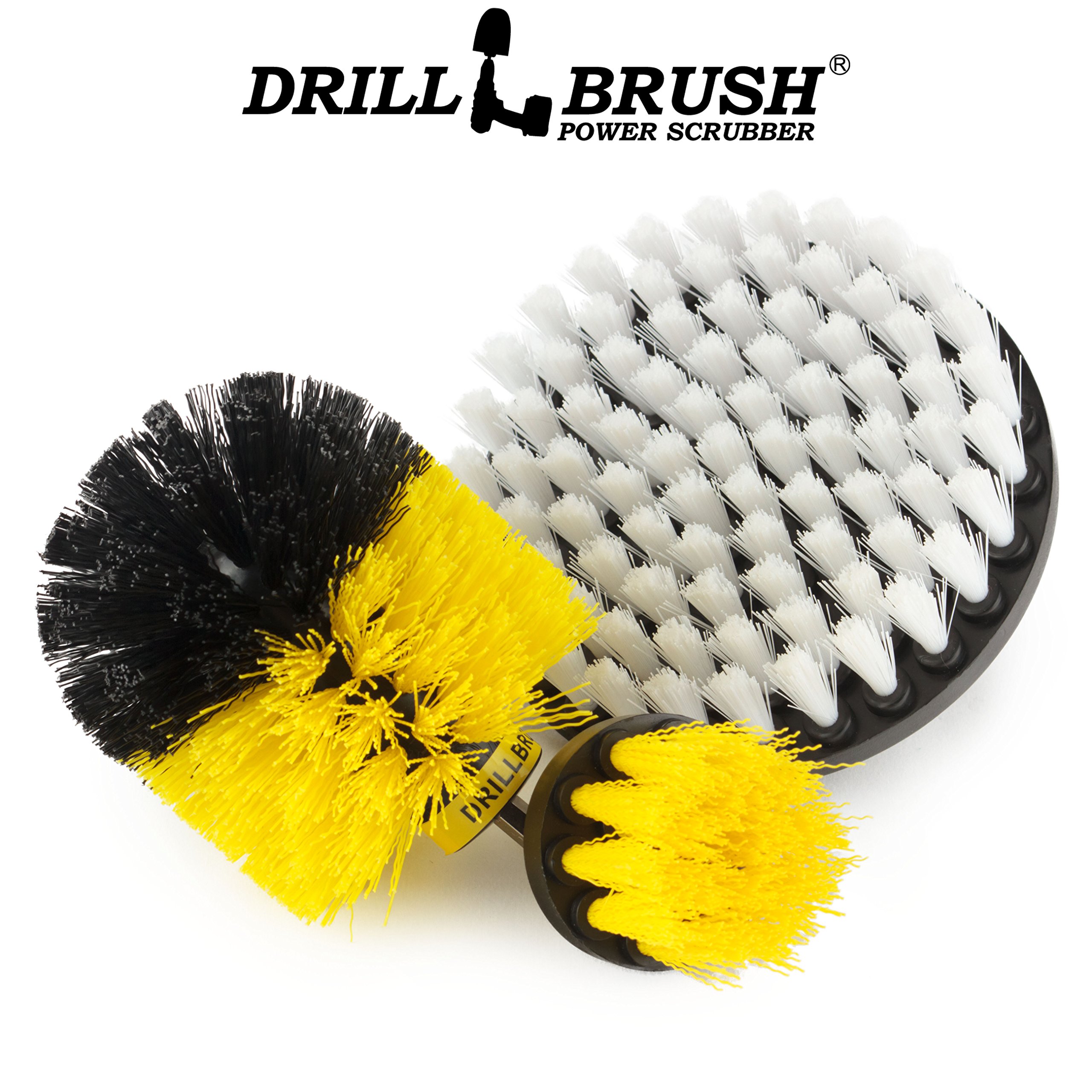 Powerful Drill Brush Set for Deep Cleaning - Bathroom Shower, Tile, Grout & Bathtub Scrubber - Cast Iron & Glass Door Cleaner with Microfiber Cloth - Ideal for Shower Curtains, Bath Mats & Tough Stains