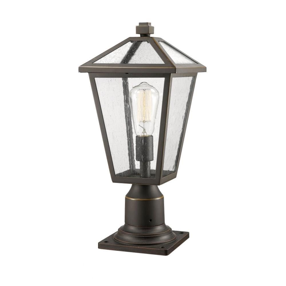Z-Lite 579PHMR Outdoor Pier Mount Light Fixture - 1 Light Wall Sconce in Oil Rubbed Bronze - Perfect for Porch, Patio, Garden & Entryway Lighting