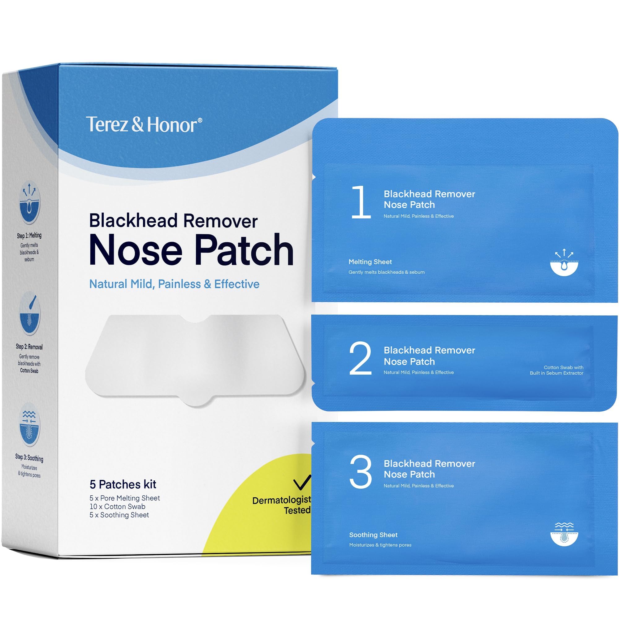 Terez & Honor Blackhead Remover Nose Pore Patches & Eyelash Growth Serum Kit - Deep Cleansing Pore Strips & Lash Enhancing Treatment for Clear Skin & Longer Lashes - Perfect for Skincare Routine & Nighttime Beauty Care
