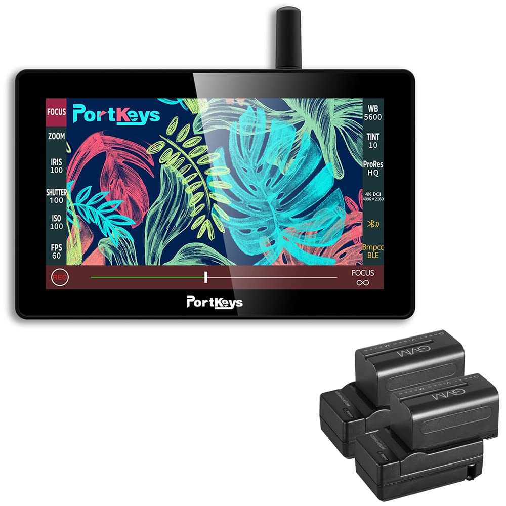 PORTKEYS LH5P 5.5 Inch 4K HDMI Touch Screen Monitor with Camera Control - Compatible with Sony NP-F Series, Includes GVM NP-F750 4400mAh Battery & Dual Charger (2-Pack) - Perfect for DSLR, Mirrorless Camera & Video Production Studio