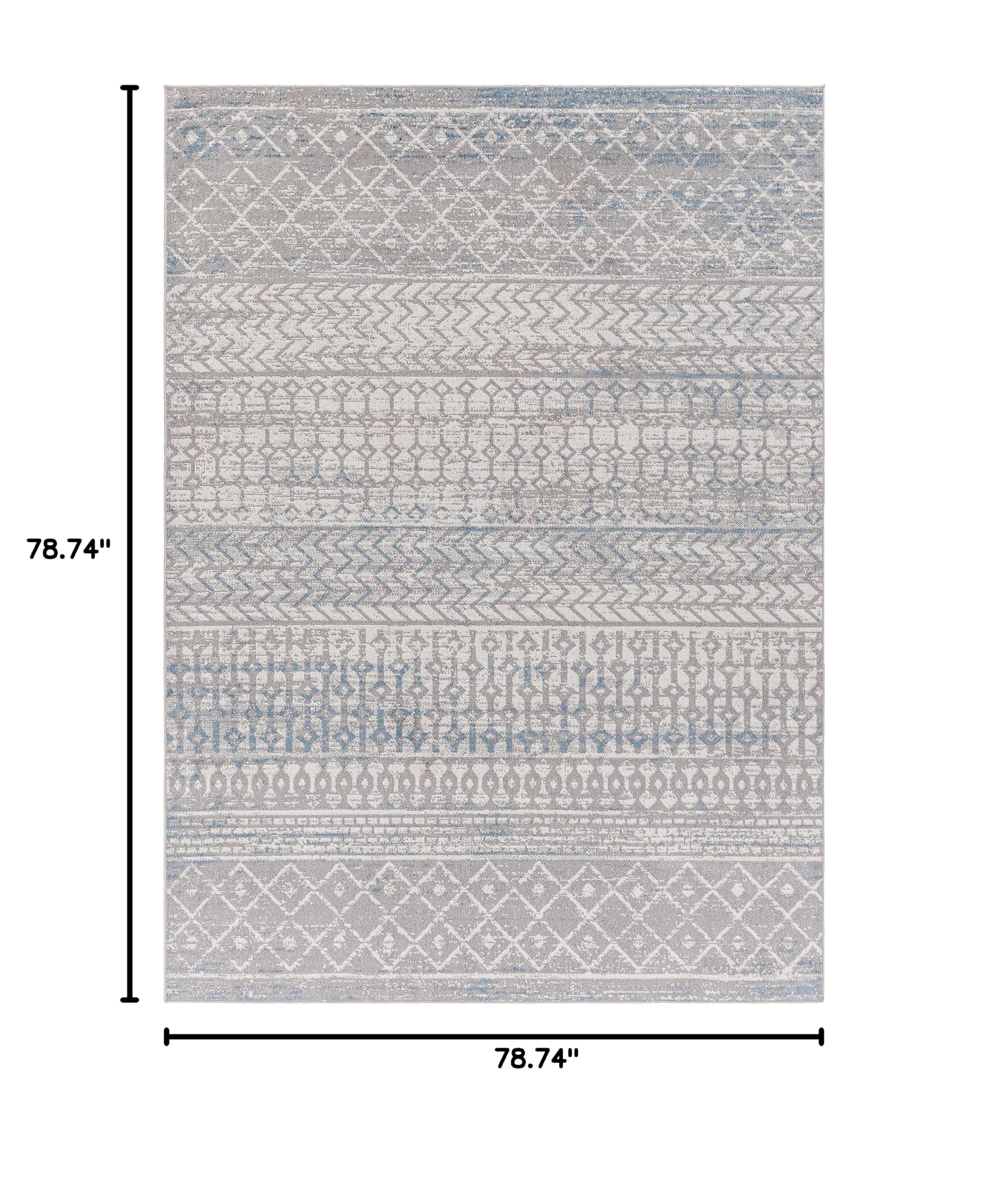 Springbok Machine Washable Area Rug - Blue & Gray Round 6'7