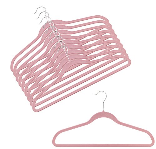 100 Pack Ultra-Slim Velvet Clothes Hangers for Shirts & Pants - Space Saving Non-Slip Light Pink Hangers - Perfect for Closet Organization, Retail Stores & Laundry Businesses