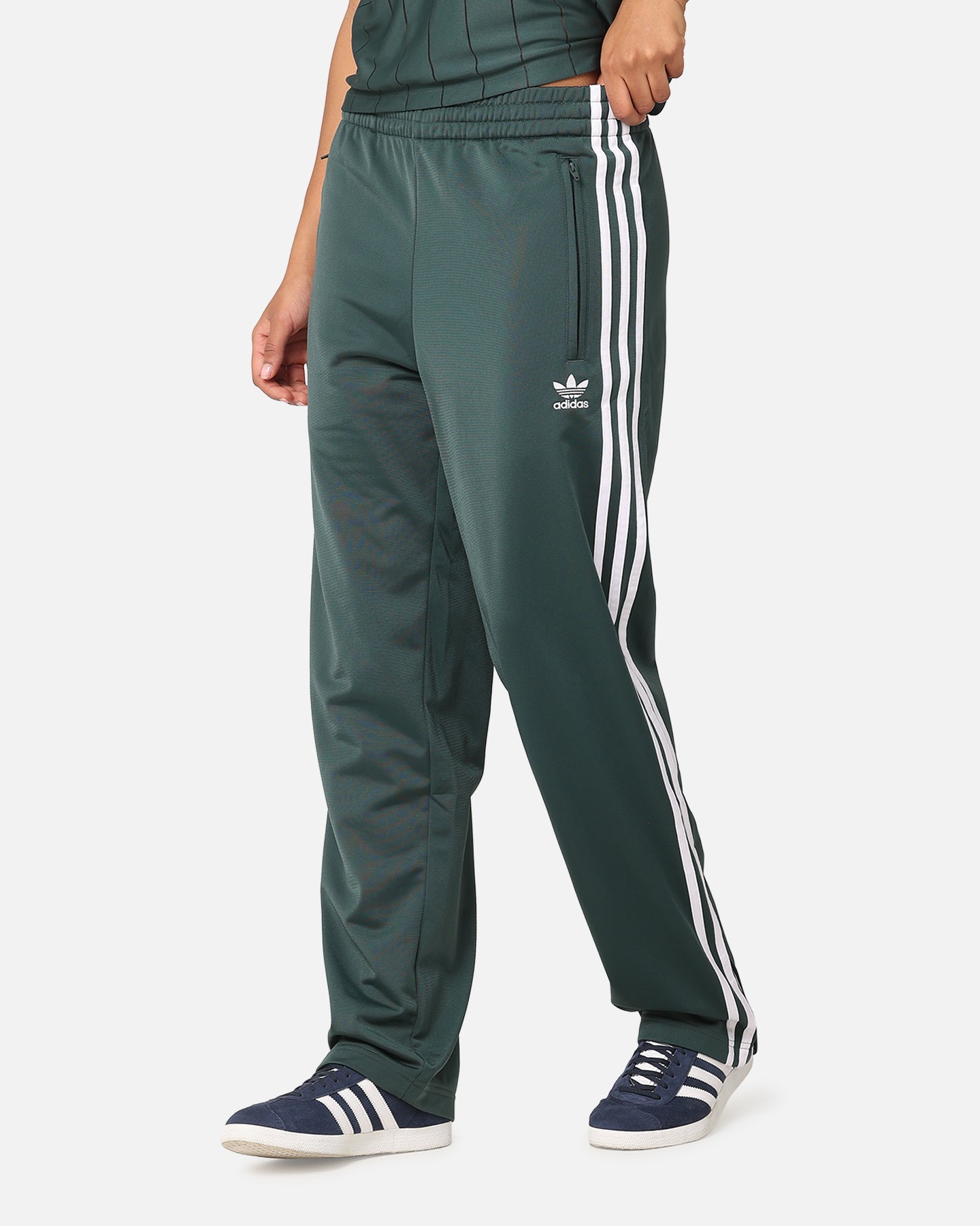 Adidas Firebird Track Pants for Men & Women - Mineral Green Retro Joggers for Running, Gym & Casual Wear