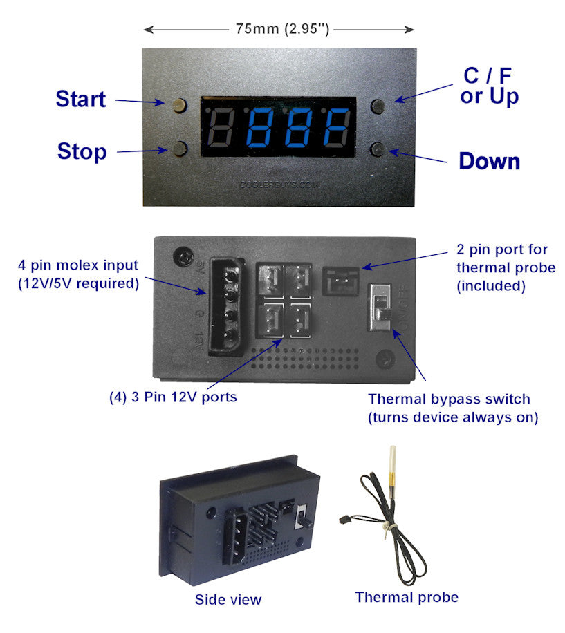 Programmable Thermal Fan Controller with LED Display - Digital Temperature Control for PC Cooling - Perfect for Gaming Rigs, Workstations & Home Computers