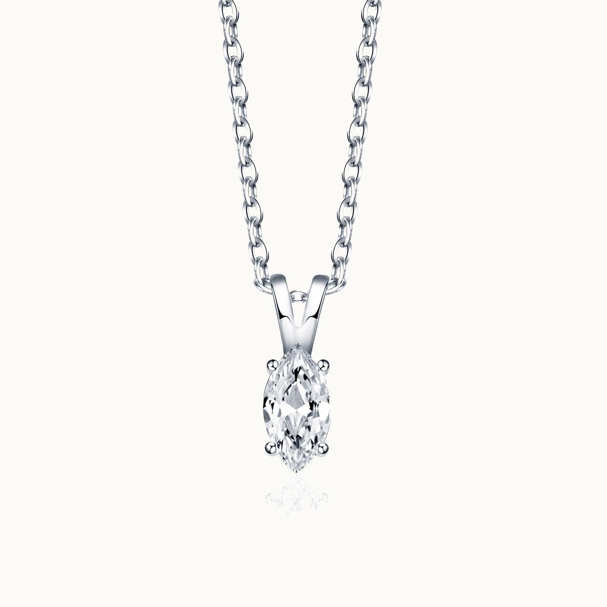Solitaire Marquise Moissanite Pendant Necklace - 14K Gold Dainty Jewelry for Women, Elegant Gift for Her, Perfect for Weddings & Special Occasions
