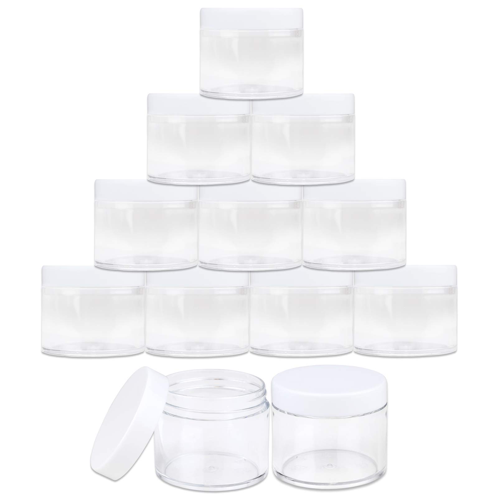 Beauticom 60 Grams (2 Oz) Clear Leak-Proof Plastic Jars with White Lids - Travel-Friendly Cosmetic Containers for Makeup, Lotion, Creams, Oils & Salves (Pack of 384) - Perfect for Home, Salon & DIY Beauty Products Storage