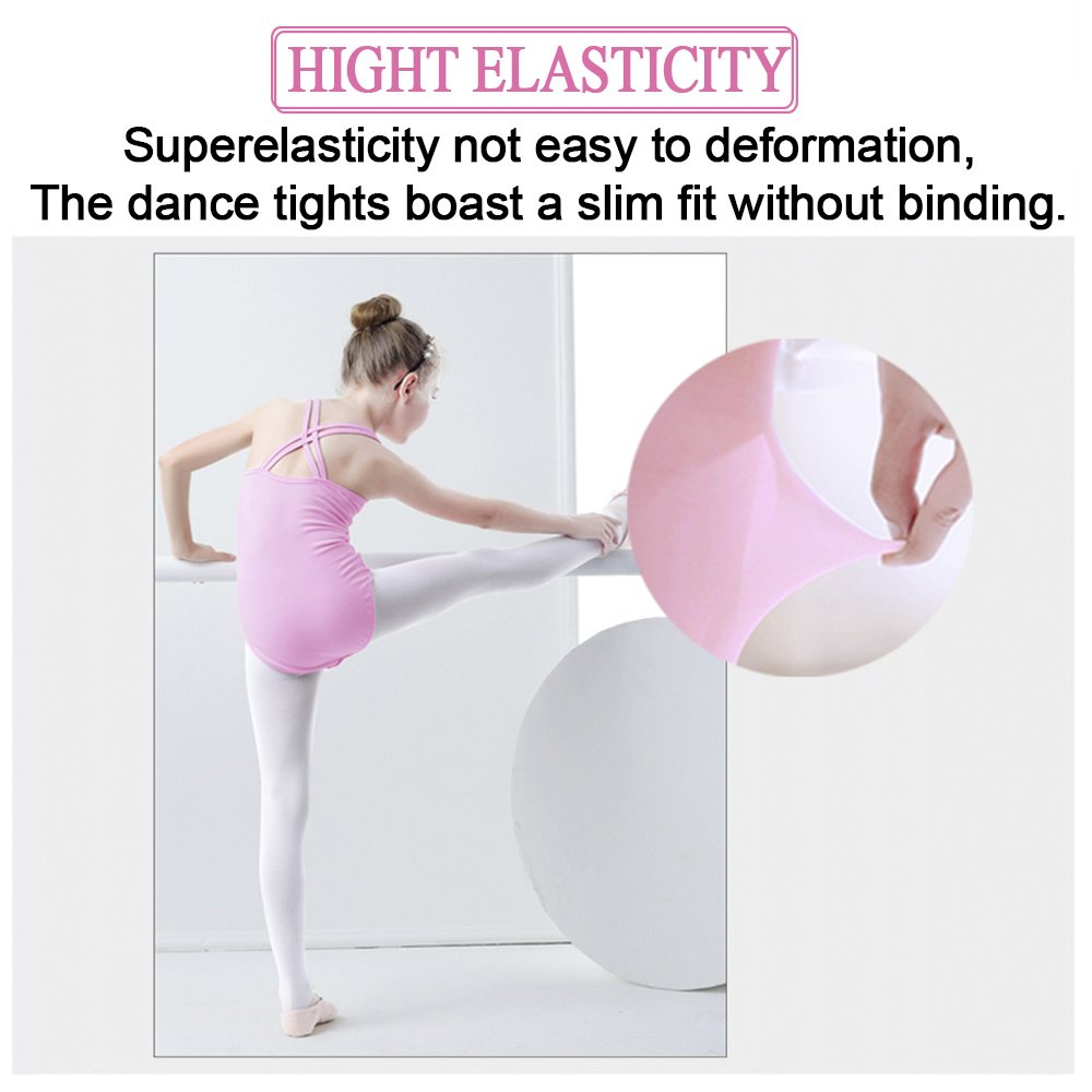 AIMILIA Ballet Tights for Girls - Toddler Dance Leggings with Feet - Soft Stretchy Ballet Pants for Kids - Perfect for Ballet Class, Recital & Dance Practice